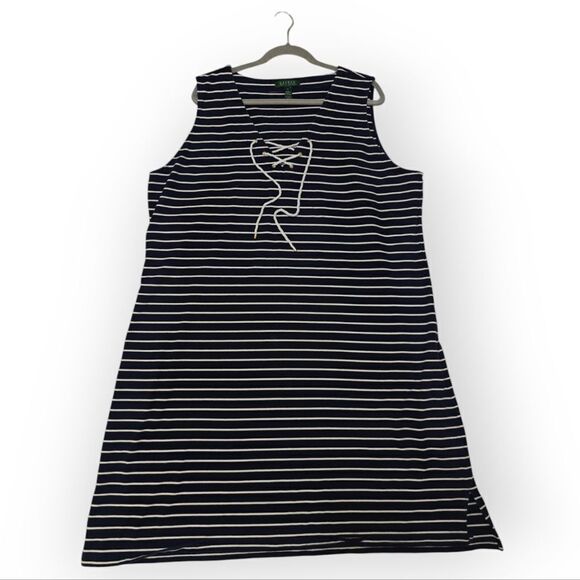 Ralph Lauren Navy Striped Dress plus size 3X - Picture 3 of 7